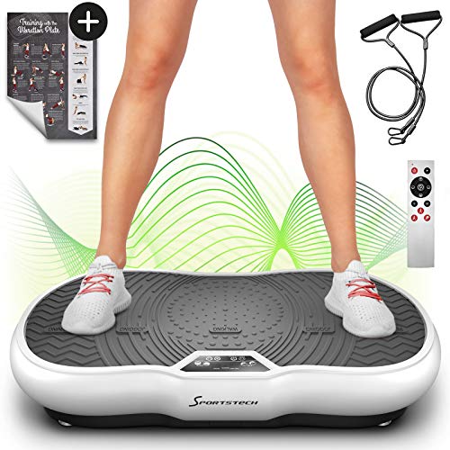 Nouveauté 2020! Plaque vibrante VP250 au design élancé| brûleur de graisse, développement musculaire| moteur silencieux avec 180 niveaux| 7+1 entraînement, option yoga| haut-parleur Bluetooth (noir)