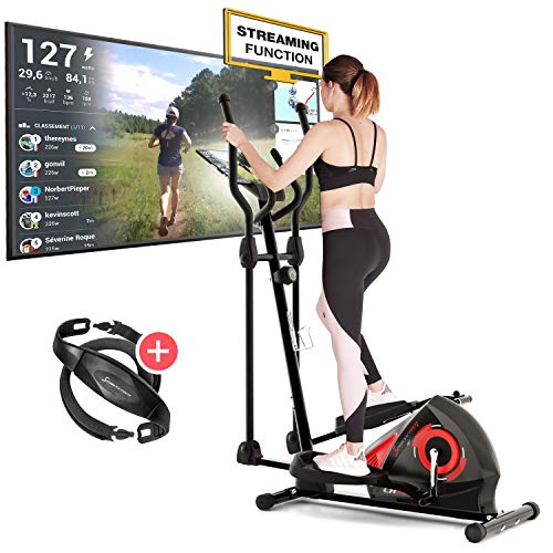 Sportstech Cx608 Vélo Elliptique Appartement Fitness Ergomètre Cardio Intérieur Magnétique 12 kg + Ceinture Cardio