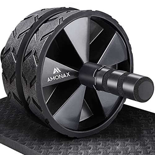 Amonax Roue Abdominale Convertible, Ab Roller Wheel, Roulette Abdominaux Exercice pour Abdominaux, Roue de Fitness pour Musculation Sport Maison Materiel pour Homme Femme (Noir)