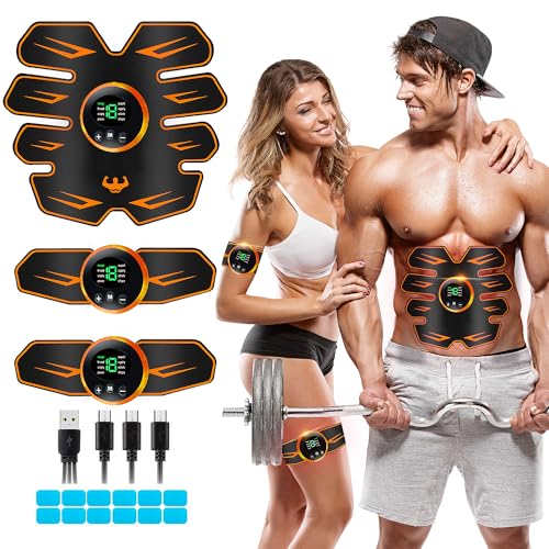 LEMENG Electrostimulateur Musculaire, Ceinture Abdominale Electrostimulation, Stimulateur Musculaire Electrique, 8 Modes 19 Niveaux, EMS Abdominales Cinturón Femme Homme pour Abdomen/Bras/Jambes