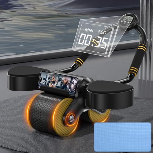 Roue D'exercice Ab Roller, 2 en 1 pour l'entraînement des abdominaux, Ab Roller avec Support De Coude, Abdominal Antidérapant L'entraînement De Base, La Maison avec Minuteur