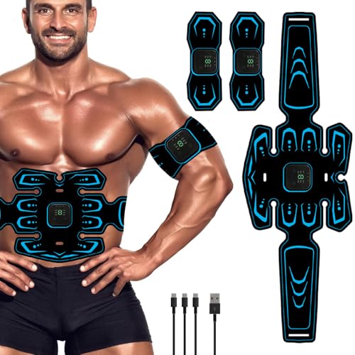 WARDBES EMS Electrostimulateur Musculaire, EMS Ceinture Abdominale Electrostimulation, Abdos Musculation Appareil, Musculation Abdominaux Equipement Fitness