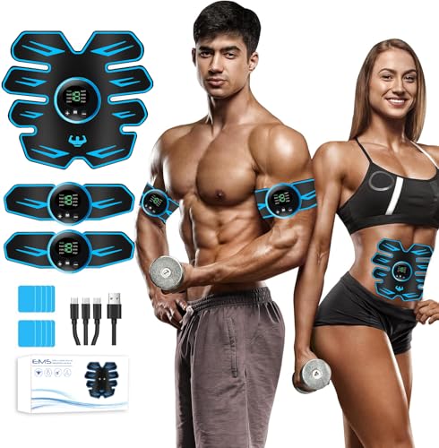 LEMENG Electrostimulateur Musculaire, Ceinture Abdominale Electrostimulation, Stimulateur Musculaire Electrique, 8 Modes 19 Niveaux, EMS Abdominales Cinturón Femme Homme pour Abdomen/Bras/Jambes
