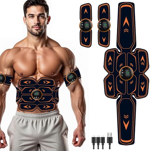 WARDBES EMS Electrostimulateur Musculaire, EMS Ceinture Abdominale Electrostimulation, Abdos Musculation Appareil, Musculation Abdominaux Equipement Fitness