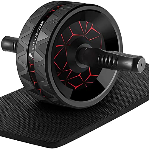 ROMIX Roue Abdominale, Appareil D'entraînement avec Tapis épais pour Genoux Convient Aux Professionnels et Débutants, AB Wheel Exercice Équipement Idéal pour Muscle Fitness Et Abdominaux Accueil Gym