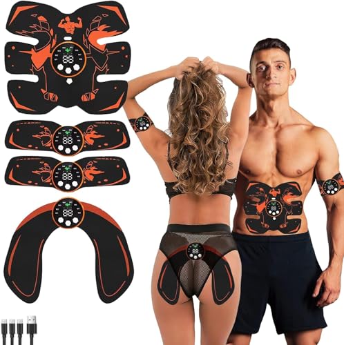 Yonars Ceinture Abdominale Electrostimulation, Electrostimulateur Musculaire Fessier/Abdos 8 Modes avec USB, Ceinture Musculation Electrostimulation pour Abdos/Bras/Jambes/Fesses,Homme Femme
