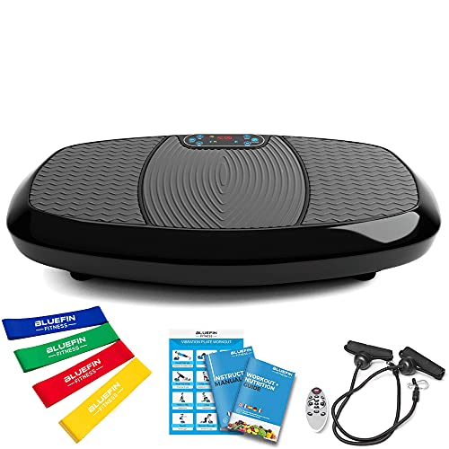 Bluefin Fitness Plateforme Vibrante & Oscillante à Doubles Moteurs 3D | Oscillation, Vibration + Mouvement 3D | Grande Surface Anti-Dérapante | Haut-parleurs Bluetooth | Design Anglais