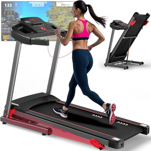 CharonFit T300 Tapis de Course Pliable Inclinable Jusqu'à 12 km/h: Moteur de 2,5 ch, 3 Options D'inclinaison, Capacité de Charge 120 kg, APP Compatible