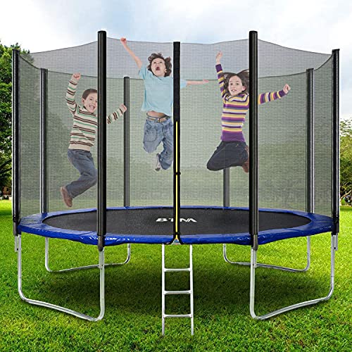 BTM Trampoline d'extérieur pour enfants, trampoline de jardin avec filet de sécurité et couverture de bord d'échelle, tapis de saut (diamètre : 1,8 m)