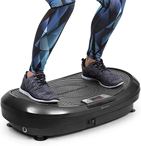 KLAR FIT Vibe 4DX - Plateforme vibrante, Puissance 440W, Charge Max. 120kg, 30 Vitesses, Ecran LCD Clair, Bandes de Fitness, Minuterie de réglage, 7 programmes préréglés, Réduit la Cellulite