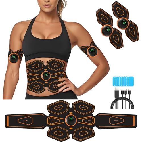 AILEDA Ceinture Abdominale Electrostimulation, Electrostimulateur Musculaire EMS, Rechargeable USB, Fessier, Jambes & Bras, Abdominaux Appareil Musculation Ceinture Homme & Femme