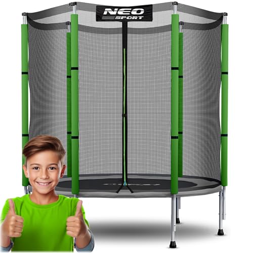 Neo-Sport Trampoline d'extérieur pour Enfants avec Filet de sécurité Externe 140 cm Noir/Vert