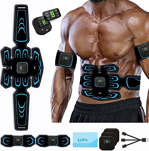 HENESE EMS Stimulateur Musculaire Abdominal, Ceinture Abdominale, Ceinture de Massage électrique avec USB, EMS Abdomen/Bras/Jambes/Taille Exerciseur (Homme/Femme)