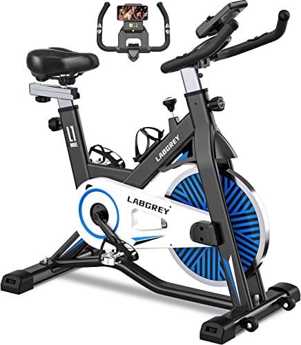 LABGREY Vélo d'Appartement Vélo de Fitness Vélo d'Exercice d'intérieur avec Ecran LCD Silencieux pour l'Entraînement Cardio à la Maison Guidon Réglable et Siège (Bleu)