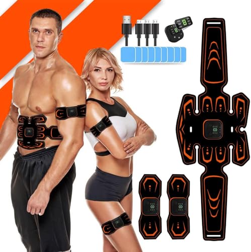 AILEDA Ceinture Abdominale electrostimulation,Entraînement Abdominal EMS Rapide, Efficace et Sûr, Electrostimulateur Musculaire 8 Modes & 15 Intensités,pour Abdominaux/Bras/Jambes