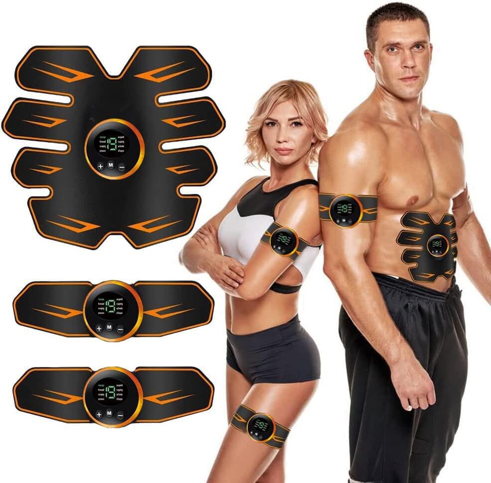 WUGEIN EMS Abdominale Electrostimulation,8 Modes et 19 Intensités,Rechargeable par USB,EMS Stimulateur Appareil LCD Display,pour Abdos/Bras/Jambes/Fesses,Homme Femme